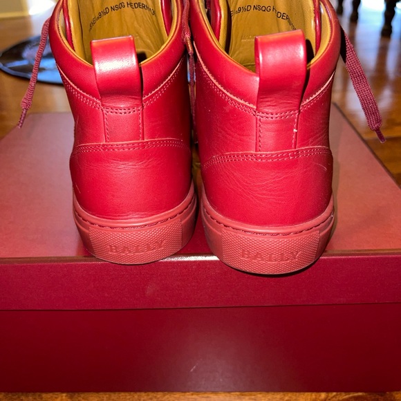 Bally Herndon /135 white striped high top sneakers in crimson red - Picture 2 of 10
